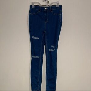 Free People High Rise Skinny Jeans Size 28 R Blue Denim Distressed